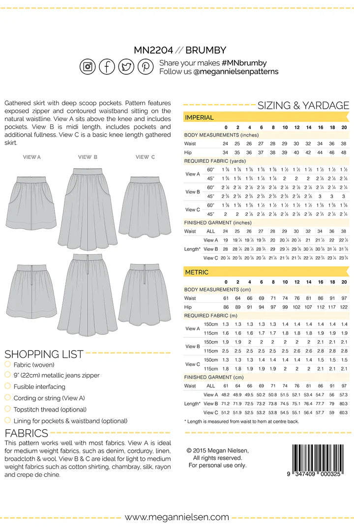 Megan Nielsen - Brumby Skirt - Size 0-20