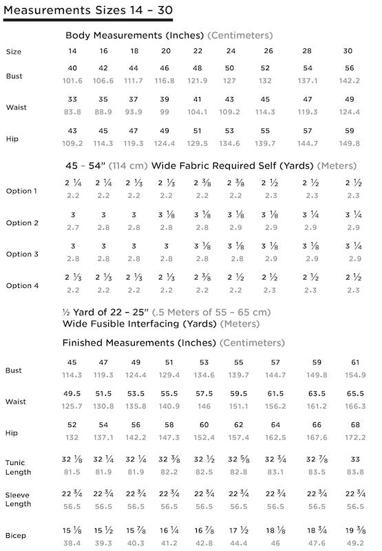 Grainline - Uniform Tunic - Various Sizes